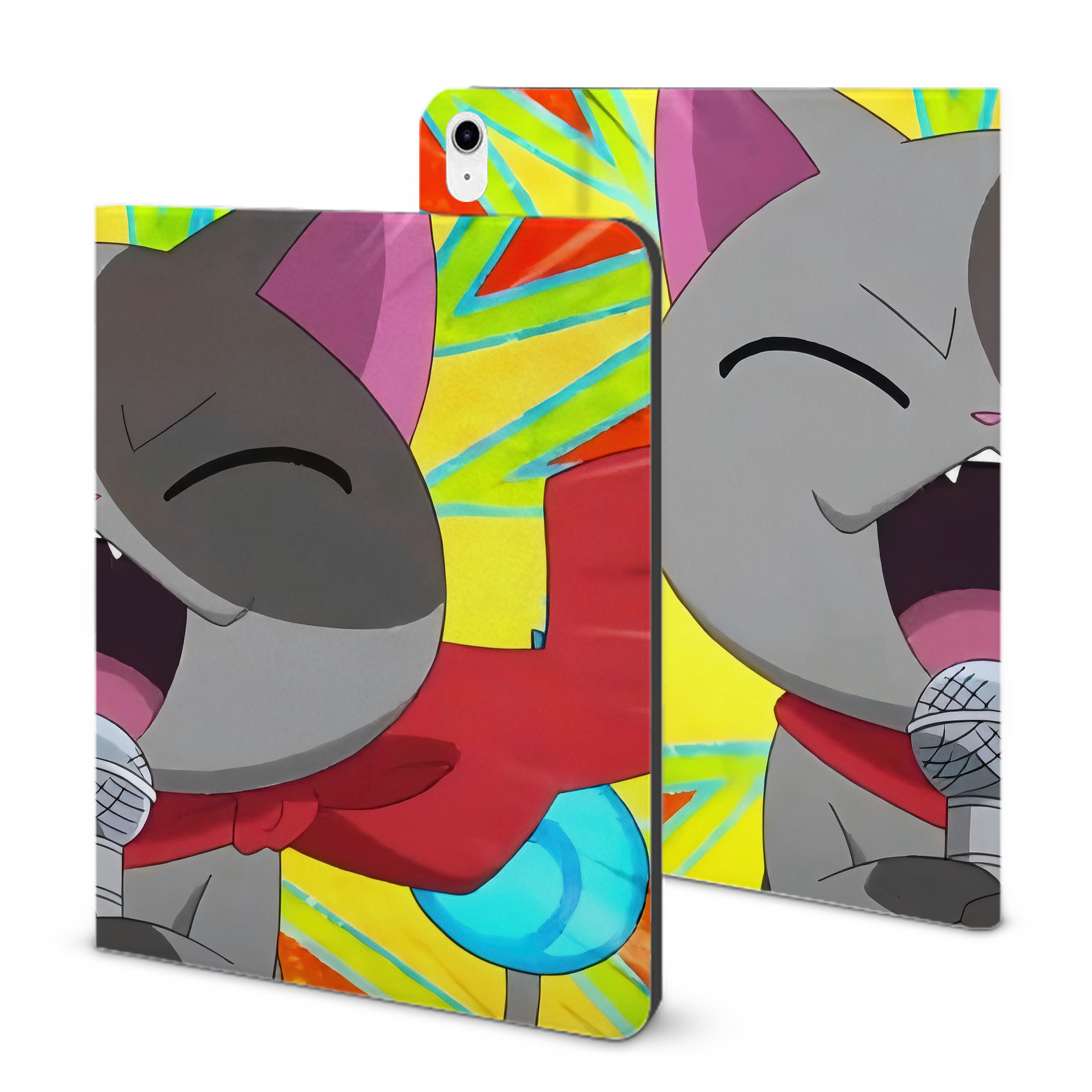 （画像用） 妖怪ウォッチ Yo-kai Watch IPad ケース ブック型 PUレザー TPU 耐衝撃 軽量 薄型 ペン収納なし 全面保護 IPad 各モデル対応